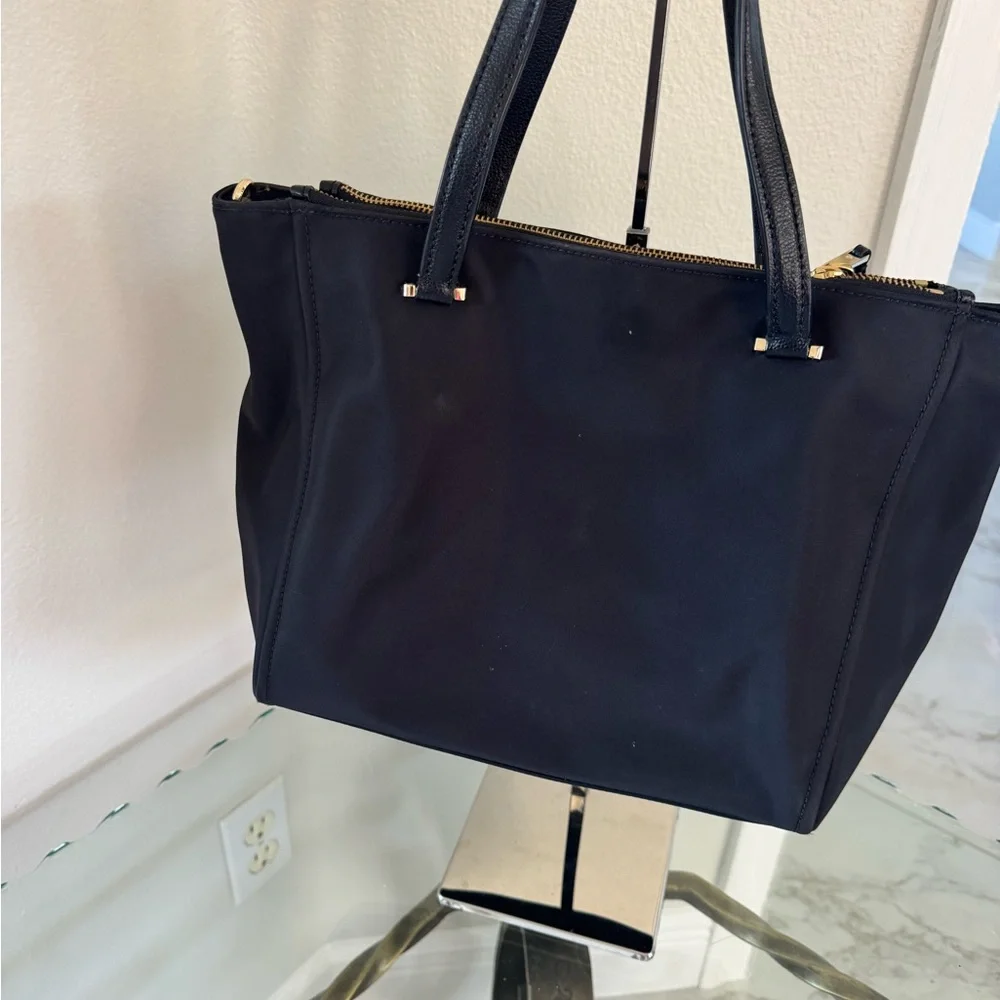 KATE SPADE NY Dawn Place Black Embellished Nylon Tote with Leather Trim NWOT - Picture 3 of 14